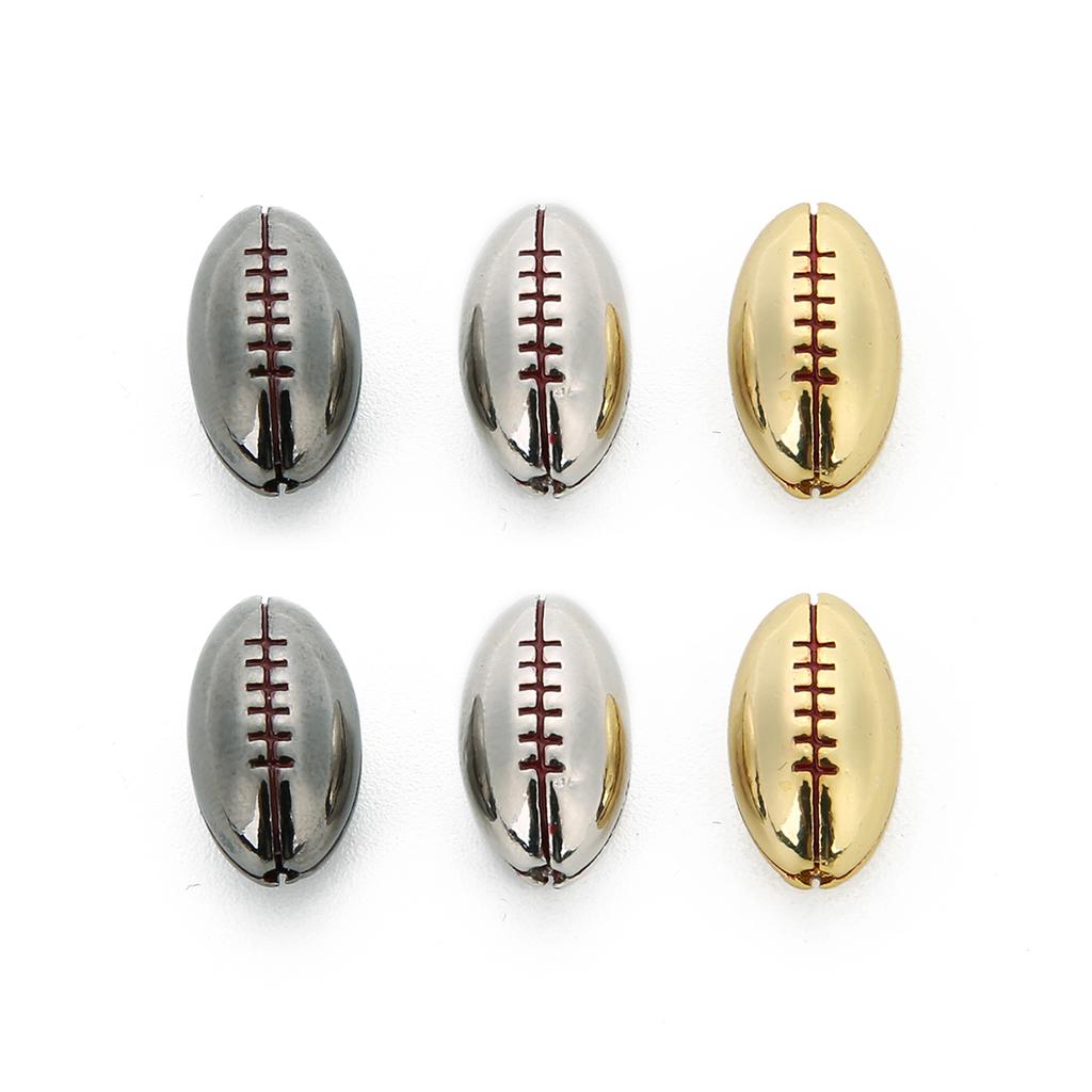 2pcs/lot 10x17mm Copper Rugby Beads Metal Loose Spacer Beads For Jewelry Making DIY Sports Style Bracelet Necklace Accessories