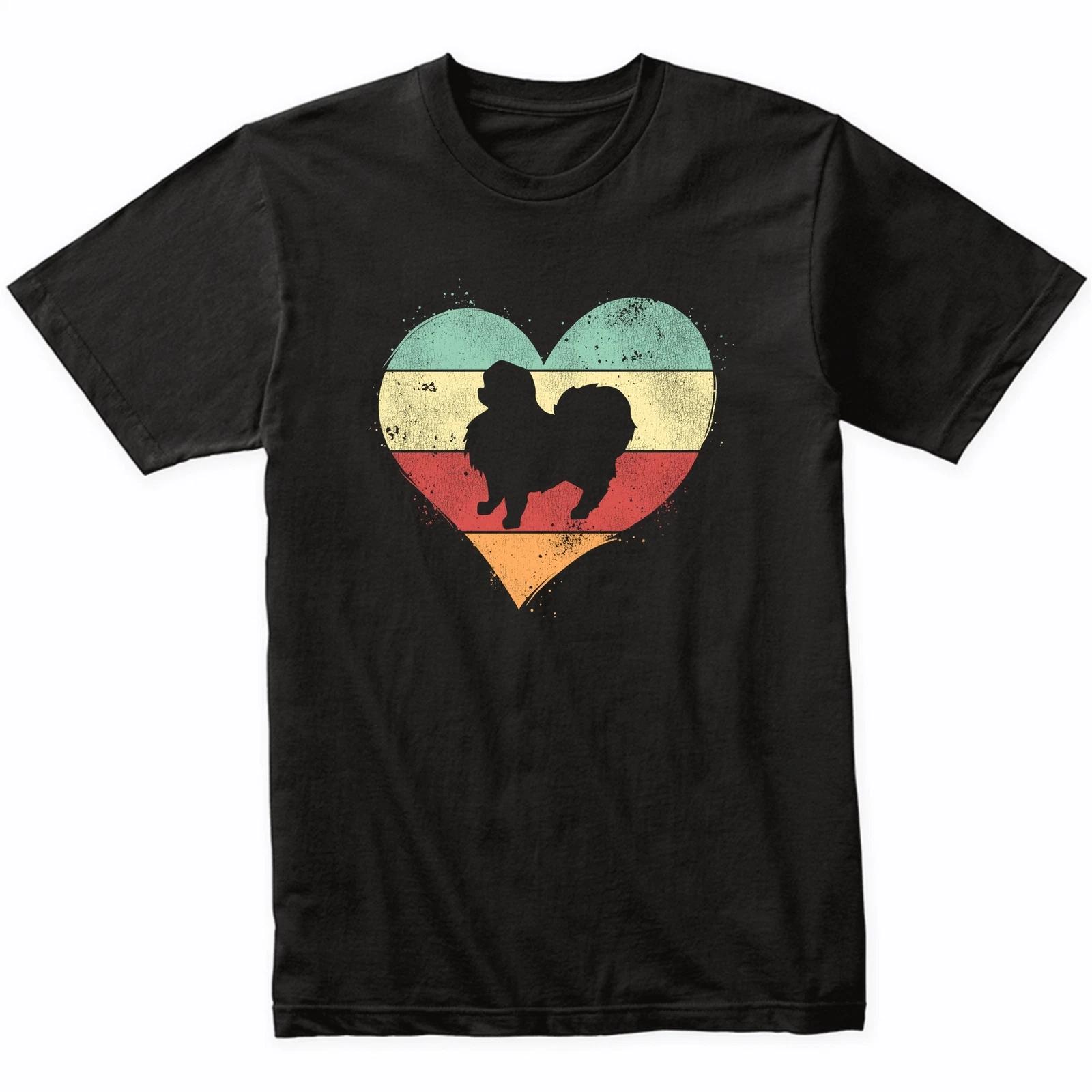 

Retro Heart Japanese Chin Dog Breed Silhouette Dog Owner Love T-Shirt 3XL