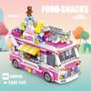 City Street View Ice Cream Car Food Shop Mini Building Blocks Camping Vehicle Friends Bricks DIY Toys for Children Girls