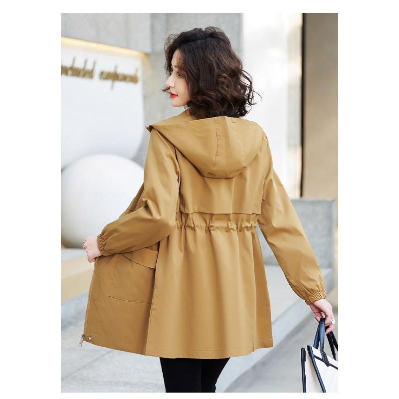 Frühlings- und Herbst-Dünner Windbreaker Damen Midilänge Neu Lässiger Westernstil Mantel Jacke