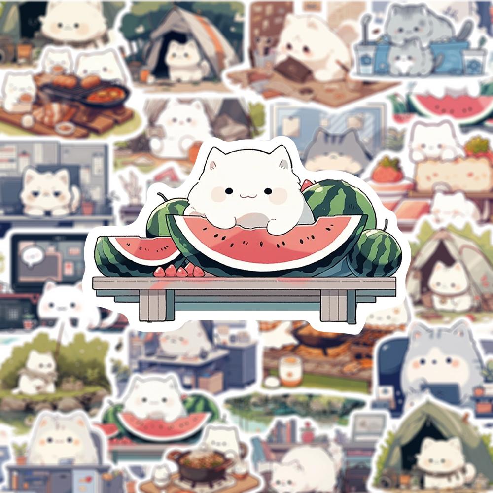 10/30/50pcs Cute Anime Cat Daily Life Stickers Kawaii Cartoon Decals Decoration Laptop Phone Scrapbook Creative Graffiti Sticker