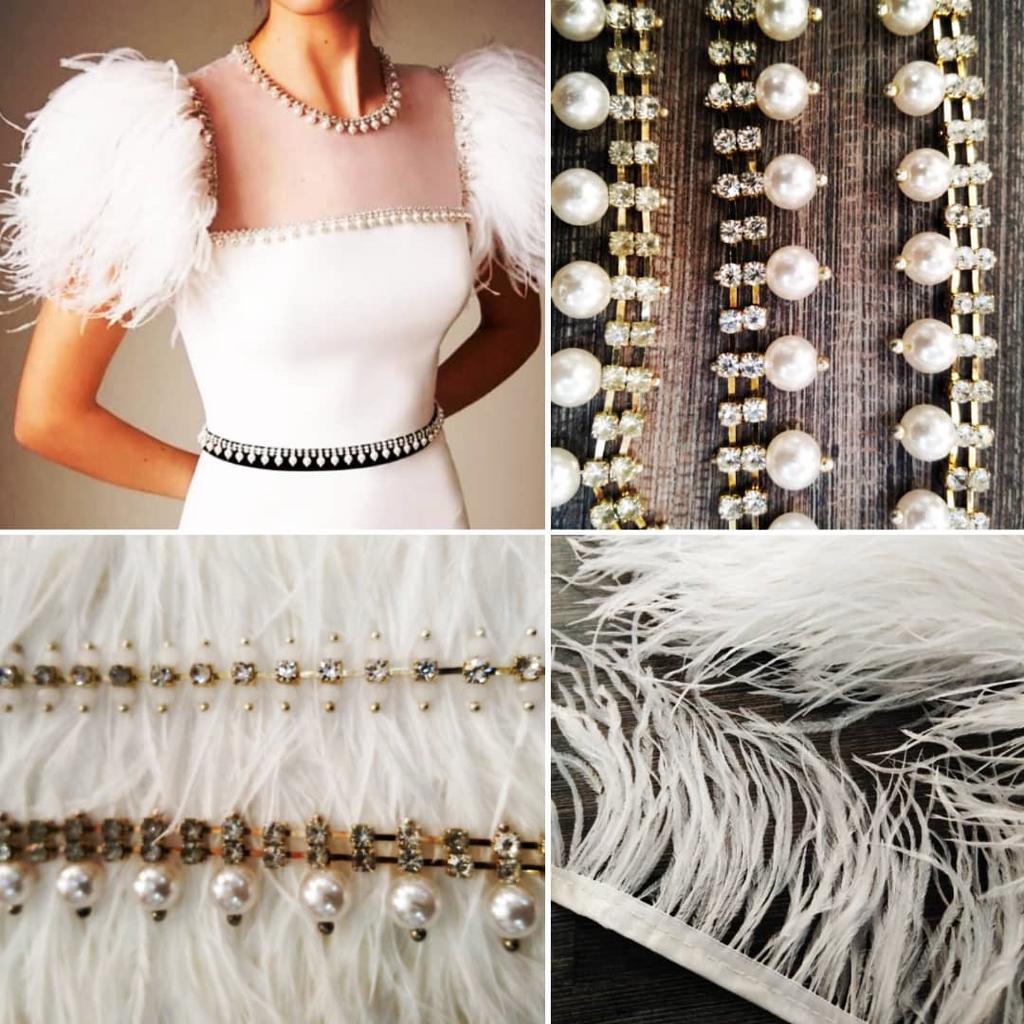 8-10Cm Ostrich Feather Trims For Skirt Natural Ostrich Feathers On Tape Ribbon Decoration For Dresses Carnival Accessories
