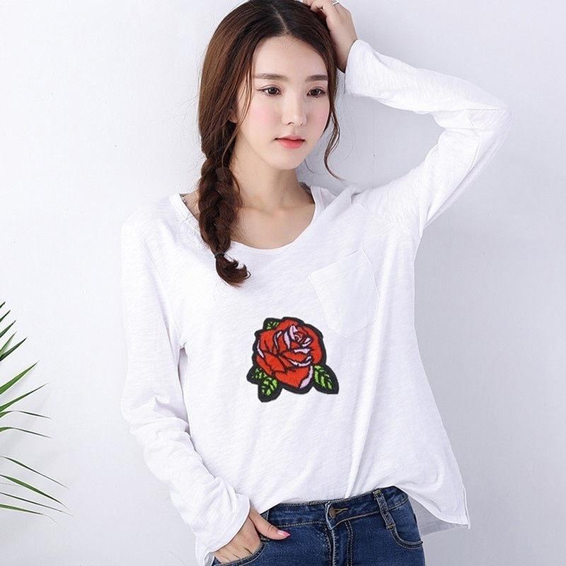 2Pcs/Set Creativity DIY Cartoon Embroidery Roses Flower Buiter Distinctive Patch Accessory