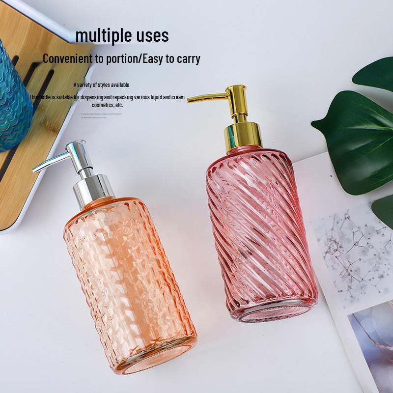500ml European Style Refillable Glass Pump Bottle for Soap, Shampoo, Conditioner, or Shower Gel