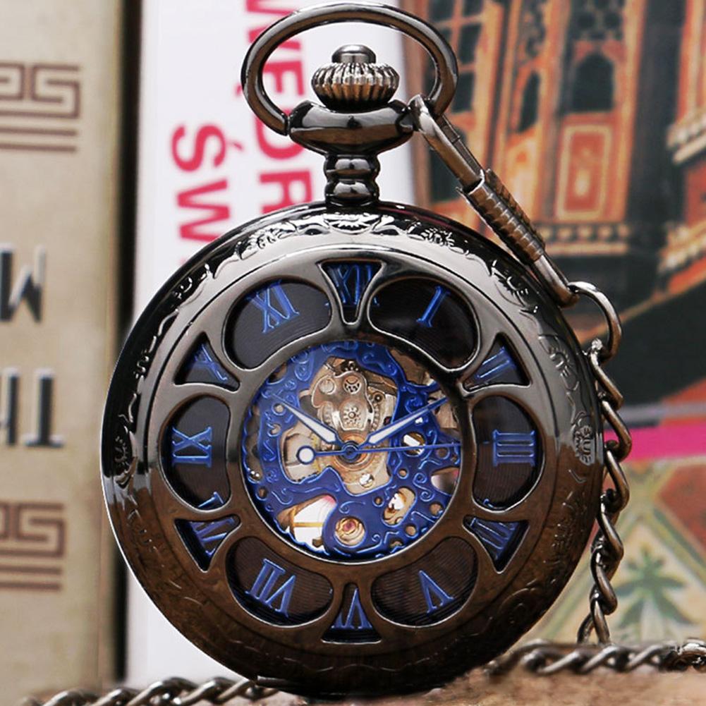 Vintage wydrążone płatki pokrywa ręcznie nakręcany mechaniczny zegarek kieszonkowy moda zegar