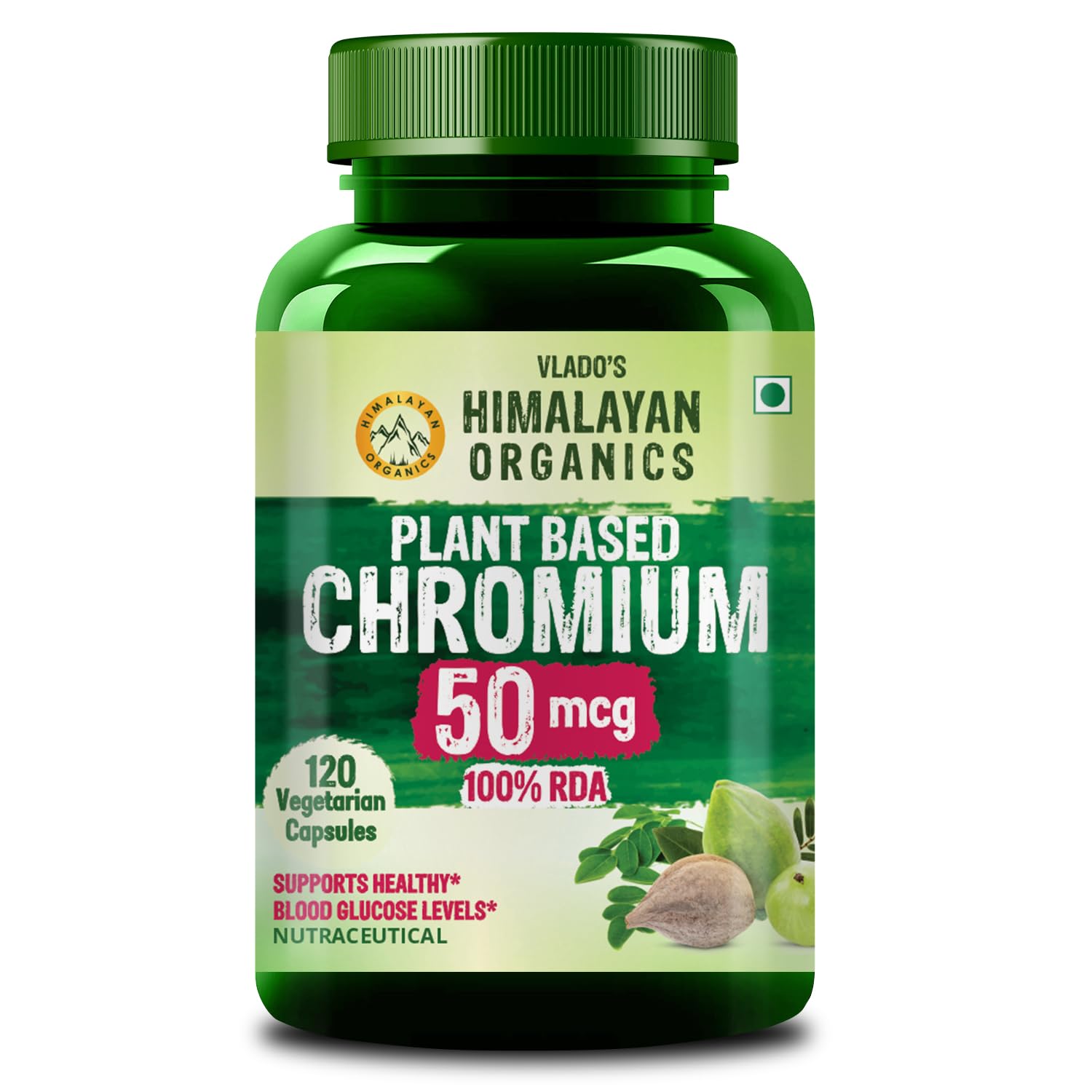 

Vlado’s Himalayan Organics Plant Based Chromium 50mcg Supplement for Healthy Blood Glucose & Energy, 120 Veg Capsules