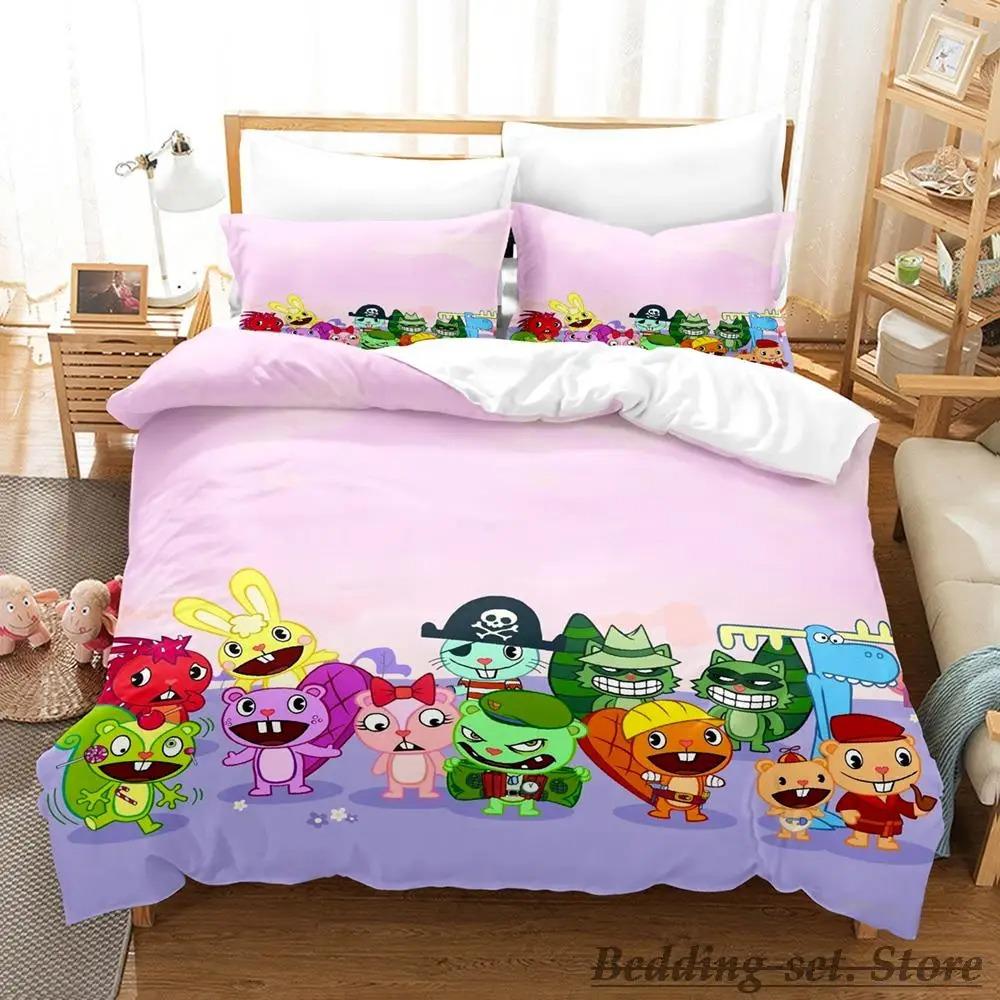 Happy Tree Friends Bedding Set Single Twin Full Queen King Size Bed Set Aldult Kid Bedroom Duvetcover Sets Anime