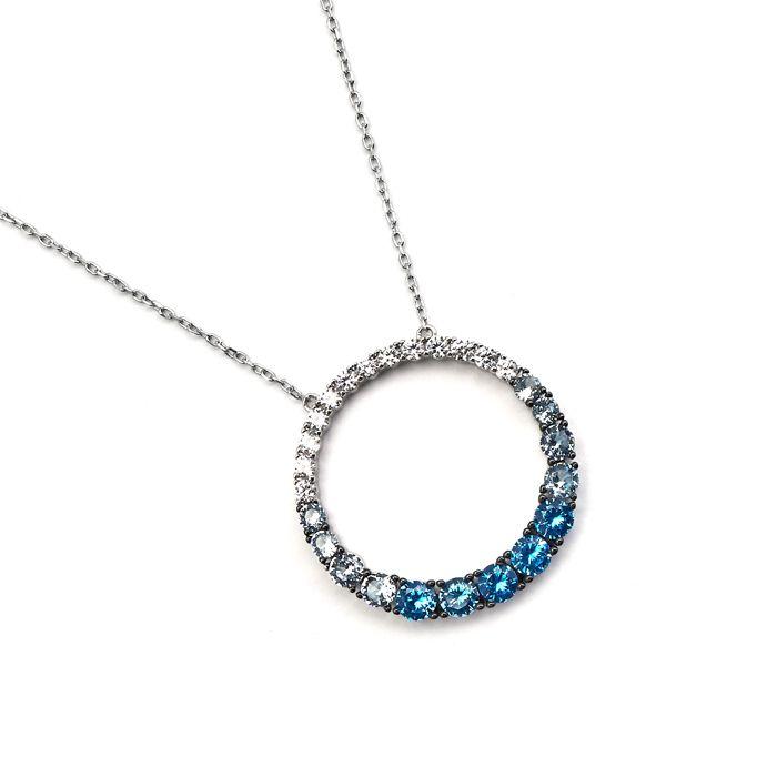 Luxenter 925 Sterling Silver and Aquamarine Zircon Necklace with Rhodium Plating - Kraesh