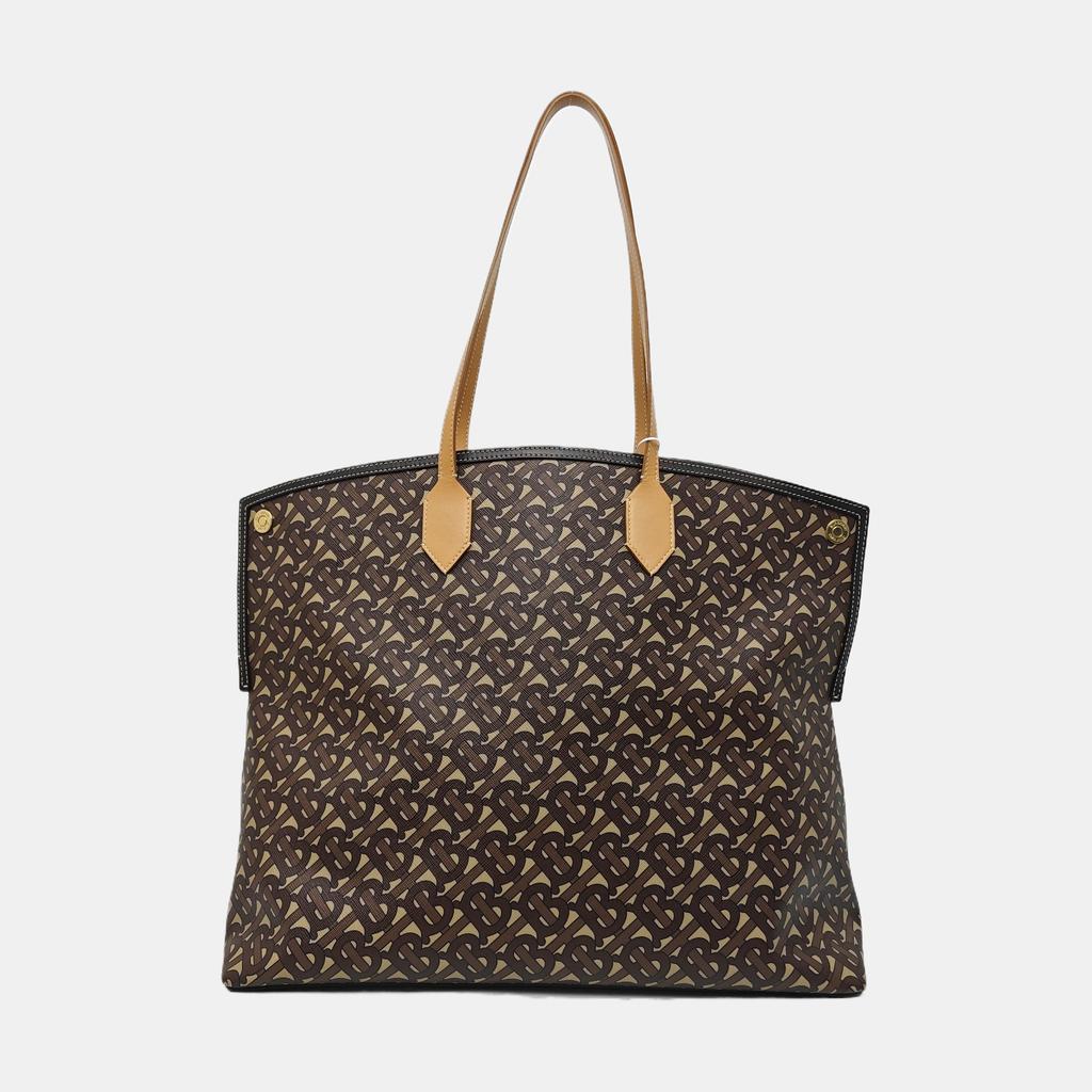 [Pre-Owned] Society Exclusive Logo Monogram Print Strapless Leather Tote Bag - Very Good #CKVJM7