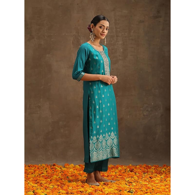 Libas Women s Silk Kurta Sets (38037O_Green XS зелёный