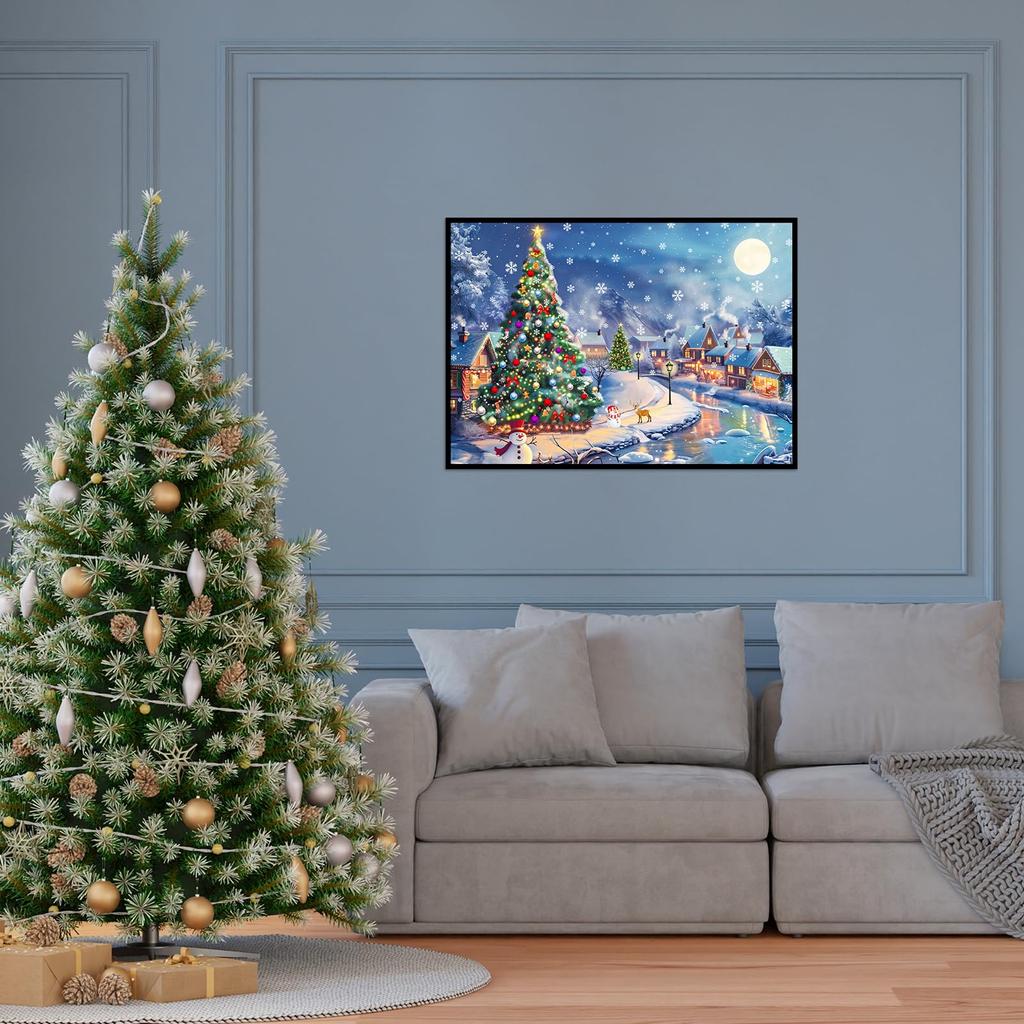 CHengQiSM Puzzle de 1000 de piese Orașul de Crăciun Puzzle de 1000 de piese Decorațiune de Crăciun Elegant Interior Cadou de Crăciun (70x50cm)