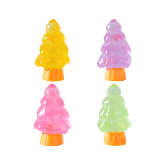 10 stk Mini juletredekorasjon Glow in The Dark Harpikshåndverk gjør-det-selv-dukkehus Snøhage Desktop Miniatyr juletrepynt Feriedekor