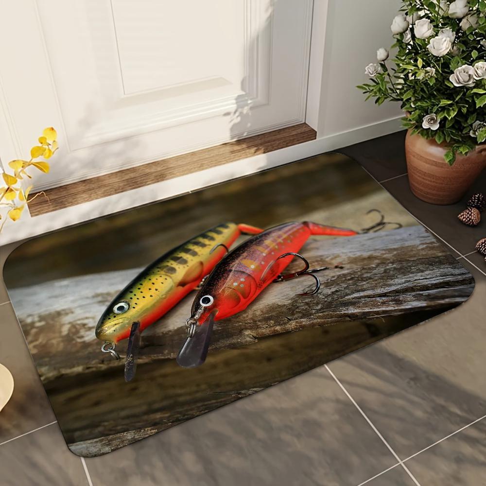 1pc Rapala Fishing Enthusiasts Bathroom Absorbent Mats Anti-Slip Mats Home Decor Supplies Carpets Home Kitchen Floor Mats