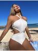 Sexy One Piece Swimsuit 2025 Women Black White Hollow Out Backless Beach Bodysuit Brazilian Bathing Suit Tummy Control Beachwear