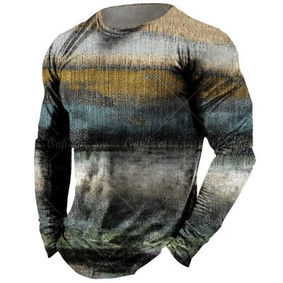 Vintage Herren Langarm T-Shirt Tops Karomuster Herbst Übergroßes Sweatshirt Männlich O-Ausschnitt Lässig Täglich Streetwear Herrenbekleidung