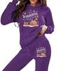 1116 European and American women's clothing new casual 1D printing Christmas ladies hooded sports sweater set