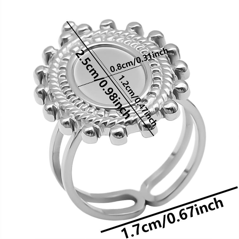 Fashion DIY Drip Oil Rhinestone Round Oval Water Droplets Blank Settings Open Adjustable Stainless Steel Ring For Women Men Gift