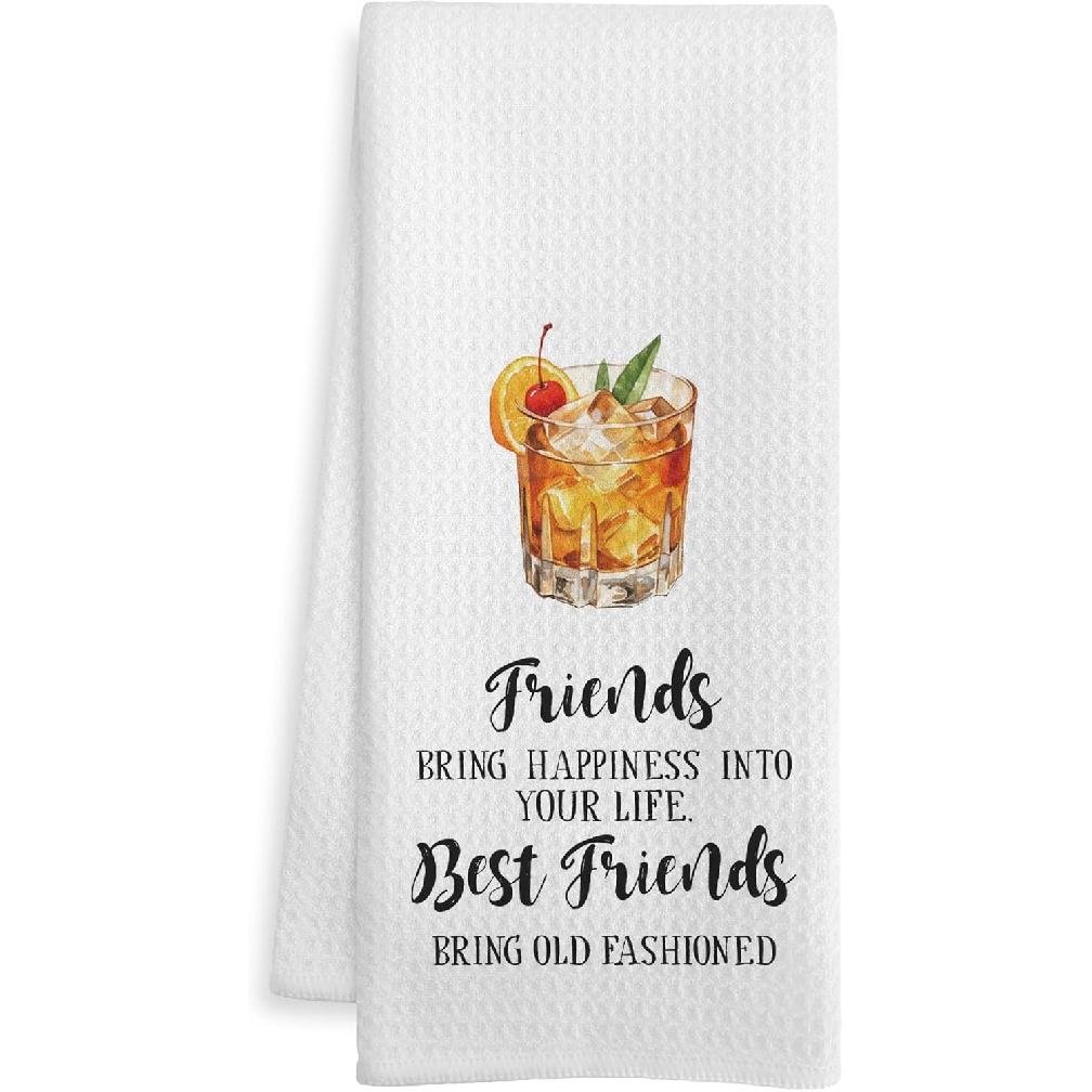 Funny Old Fashioned Kitchen Bar Towels, Gifts for Whiskey Lovers Dish Tea Towel, Old Fashioned Drink Gifts Decorative Hand Towels for Kitchen Home Old Fashioned-1