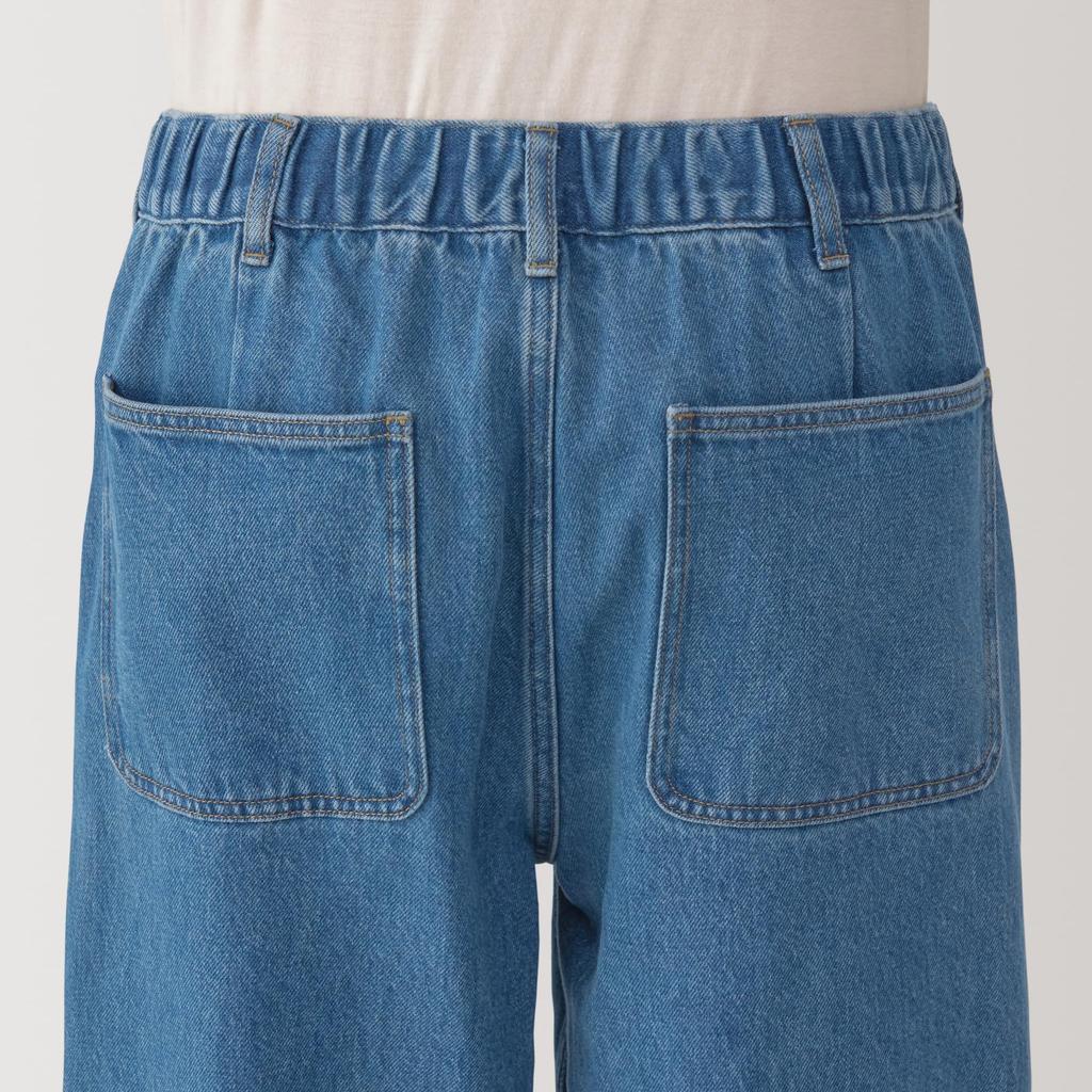 MUJI Men's Wide-leg Kapok-Blend Denim Pants (AE0Y7A4A), Blue, Size XL