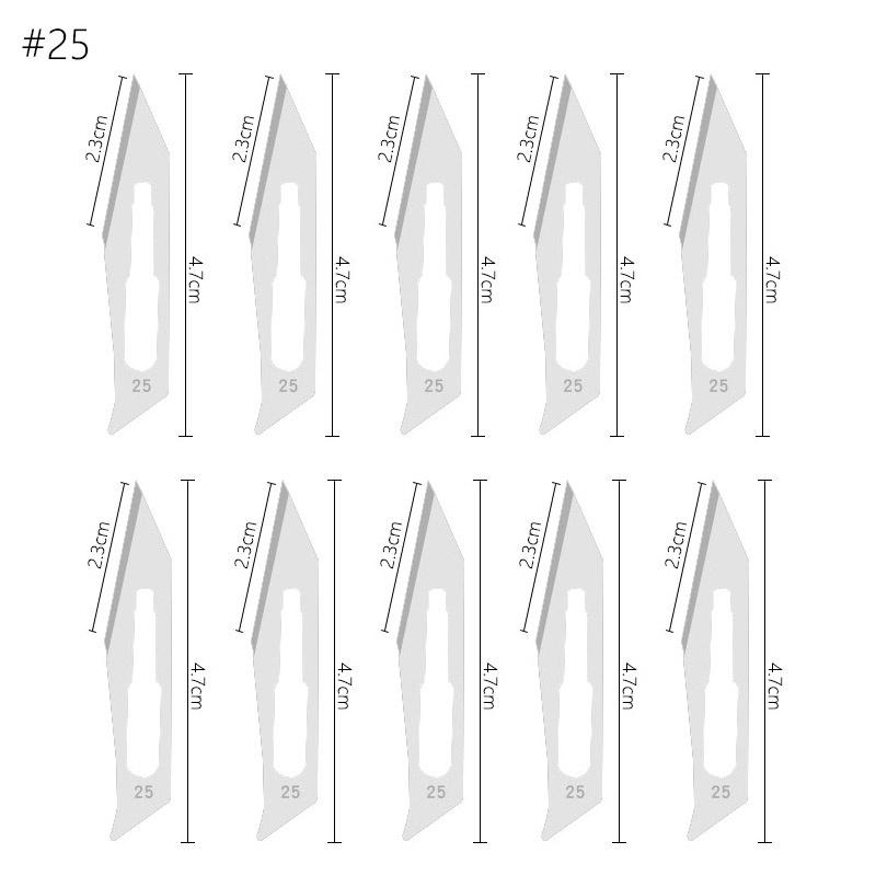 10pcs Knife Blades NO.10/11/12/15/18/20/21/22/23/24/25/60 Metal Engraving Repalce Blades DIY Wood Carving Fruit Sculpture Cutter