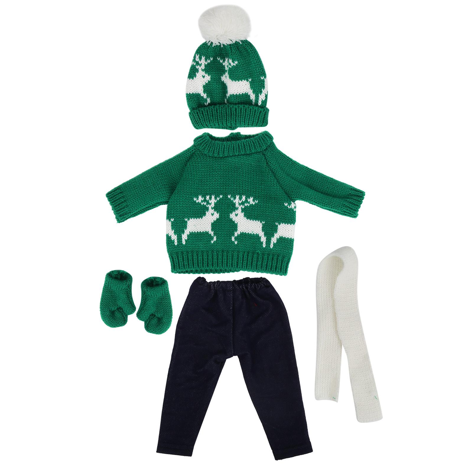 

Одежда для куклы-малышки Рождественский свитер Штаны Шапки Аксессуары для куклы для куклы 18 дюймовQ18-783