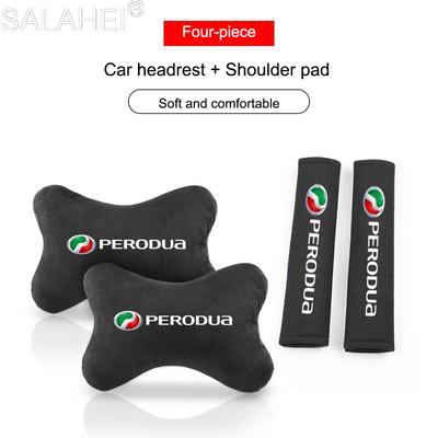 Car Headrest Rest Neck Pillow Cushion Seat Belt Shoulder Pad For Perodua Axia Bezza Myvi Alza Ativa Aruz Auto Emblem Accessories