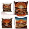 2D Bohemian Desert Sunset Throw Pillow Covers Pattern Cushion Cover Suitable For Sofa Bedroom Car Pillow Cover