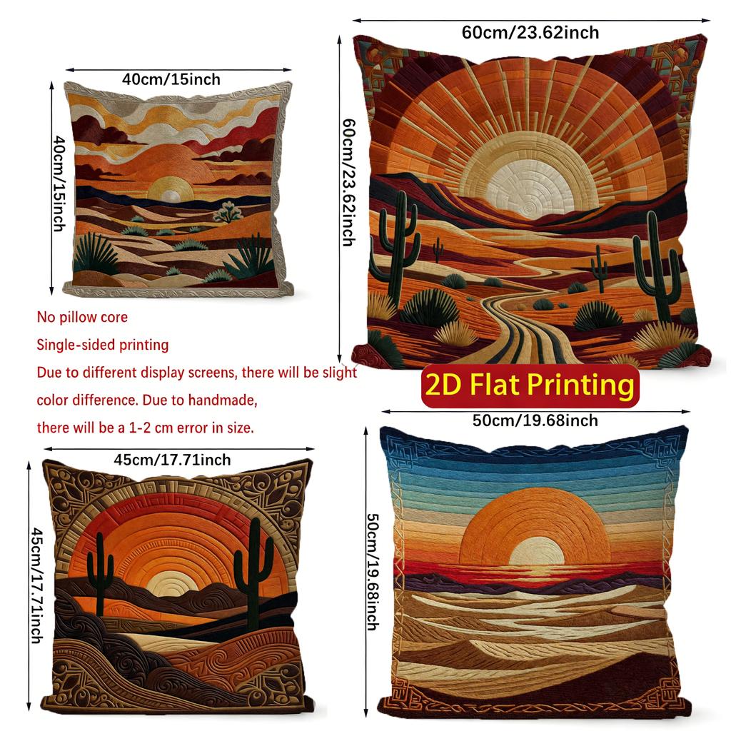 2D Bohemian Desert Sunset Throw Pillow Covers Pattern Cushion Cover Suitable For Sofa Bedroom Car Pillow Cover