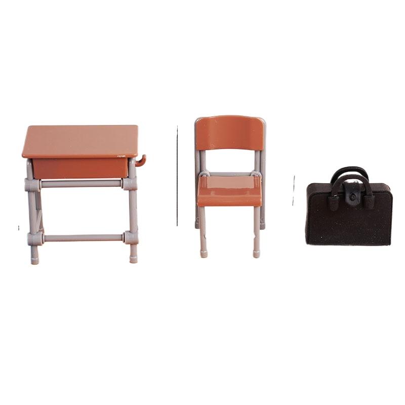 1 Sada Dekorace do třídy Hračka 1:12 Domečkových Miniaturních Stolků Židlí Tabulí Knih Školních Tašek Modelové Doplňky pro Domeček pro Panenky