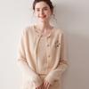 Cashmere Lucky Cat Embroidered Cardigan - Round Neck, Long Sleeve Knitwear