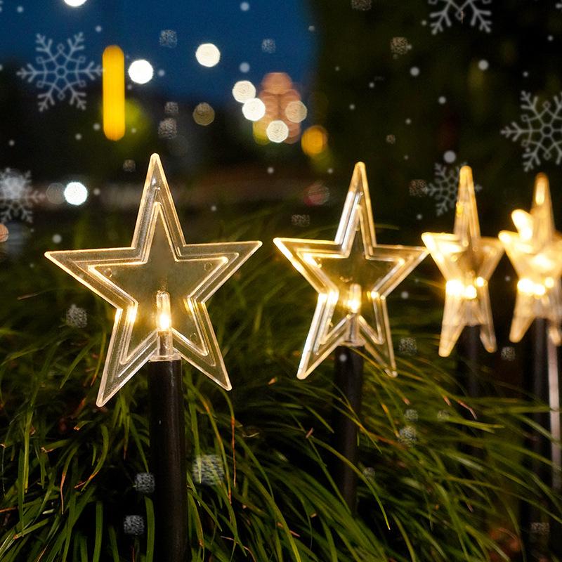 Solar-Powered LED Christmas Star & Snowflake Garden Lights