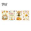 Decorative PVC Film 4 Sheets Autumn Harvest Static Window Stickers, Maple Leaves Pumpkins Scarecrow Pickup Truck Thanksgiving Decals Decals, Removable