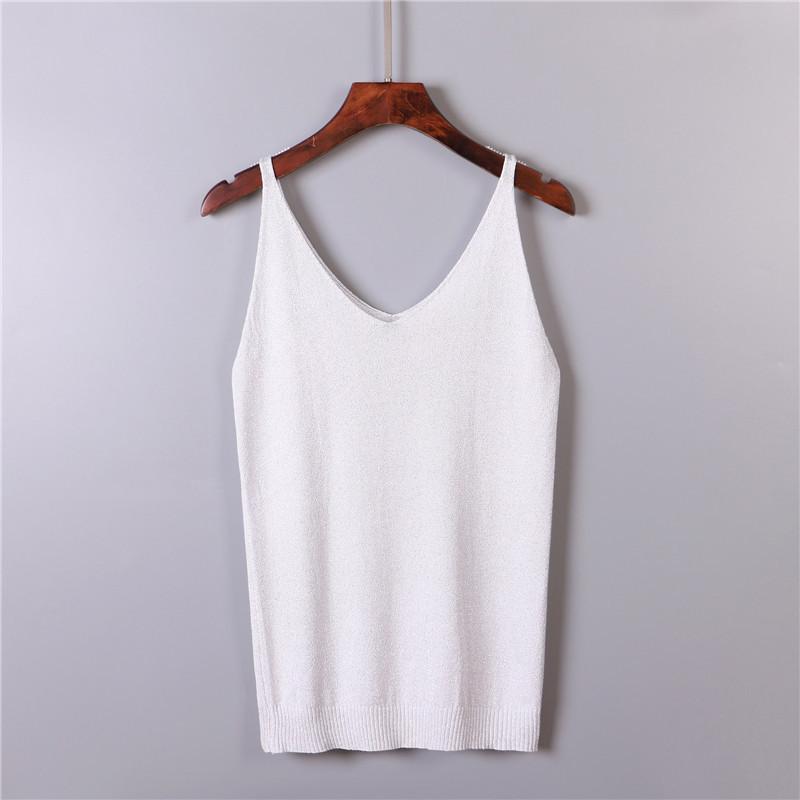 Shiny Sequined Knitted Women's Camisole Vest Top
