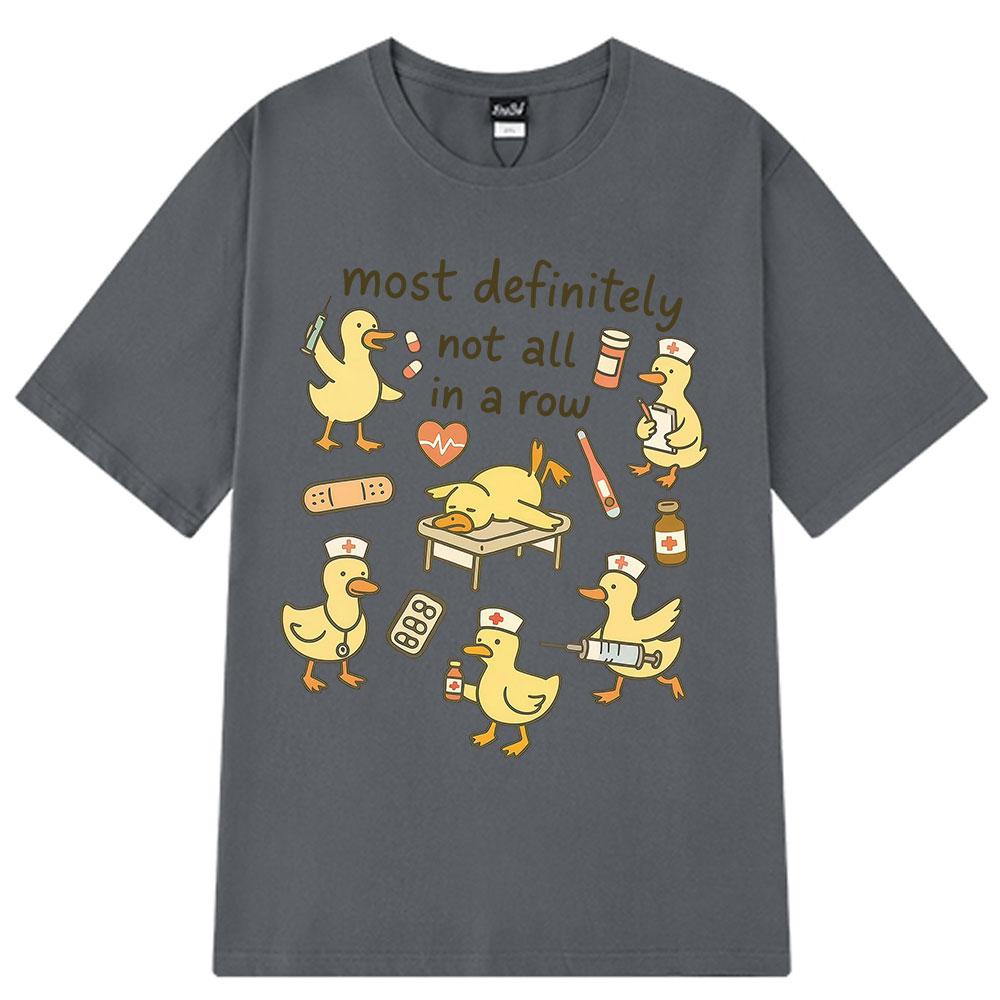 2025 Summer Funny Nurse Ducks in A Row Print TShirt Men Women Shortsleeved Highquality Vintage Cotton Printed Tshirts Y2k