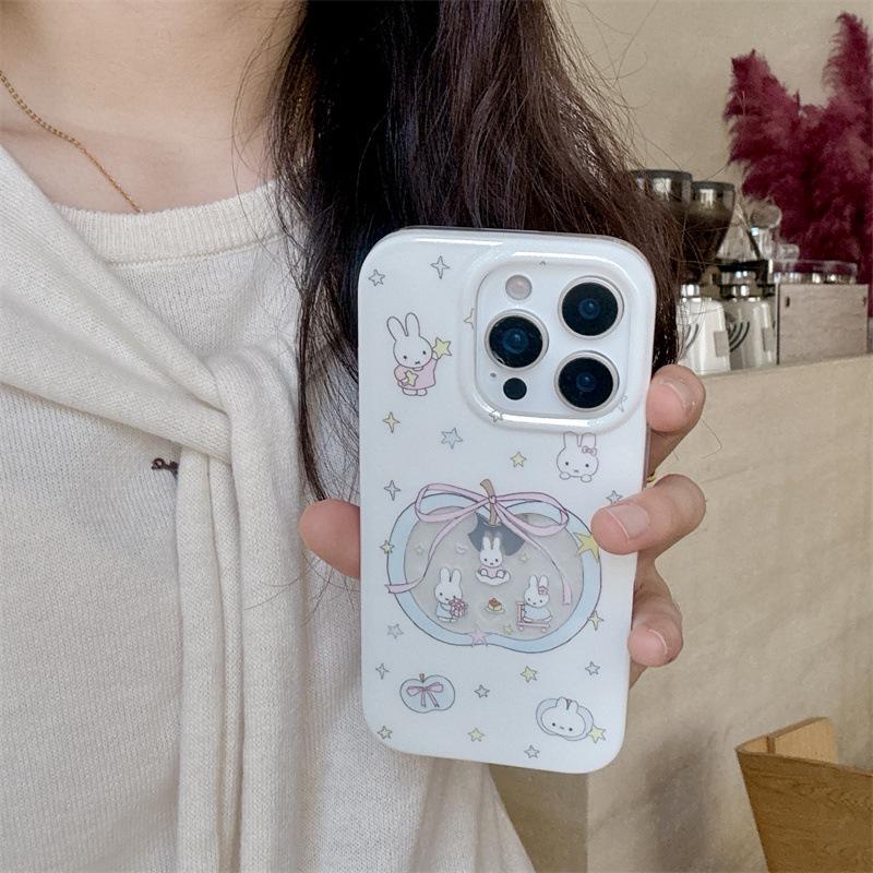 Creative Musical Note Rabbit Bowknot Phone Case for iPhone 17/16 Pro Max