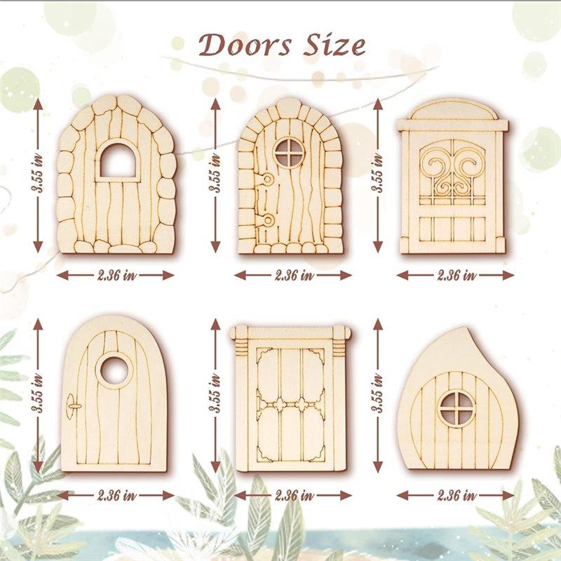 Unpainted Miniature Fairy Doors& Windows Craft Kit(48 Pcs)- Wooden Garden Doors Accessory For Home Party Event Decoration