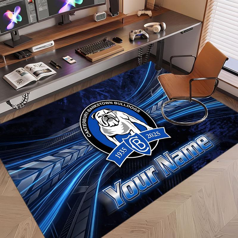 Custom Rug Canterbury-Bankstown Bulldogs Pattern Print Name Text Soft Non‑Slip Floor Carpet for Home Indoor Decoration