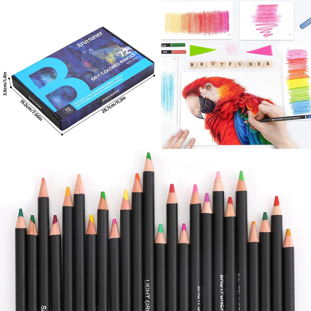 Roleness Colored Pencil Set for Kids and Coloring Soft Beginner and Professional Gift Set 72-Color Oil-Based Adults, Books, High-Color, Core, Grade,