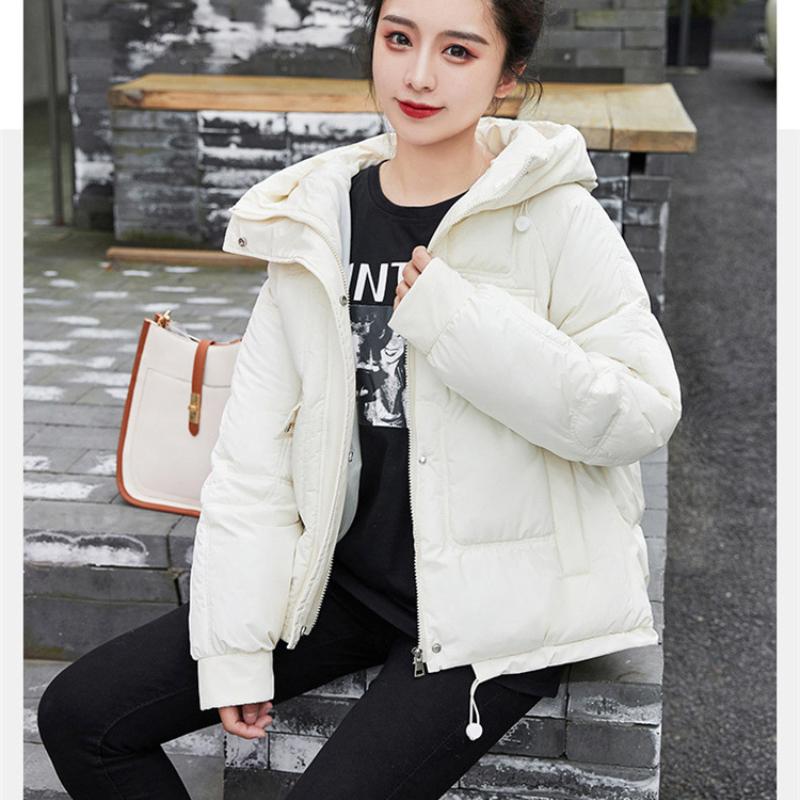 Podzimní a zimní Dámská Jednobarevné Prošívání Krátká Větruodolná Teplá Dámská Bunda S kapucí 6 barev