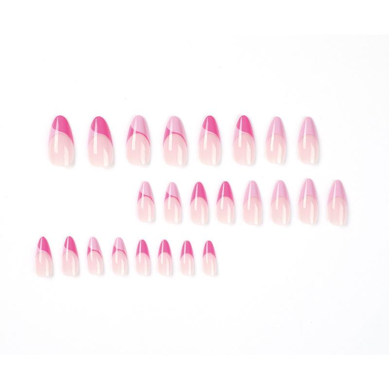 Color Block French Pink and Purple Wearable False Nail Tips