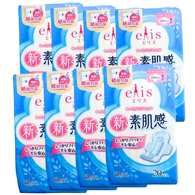 

Ellis New bare skin feeling (For heavy lunches to normal days) with wings 20.5cm 20 pieces x 8 bags set [yell yell limited]