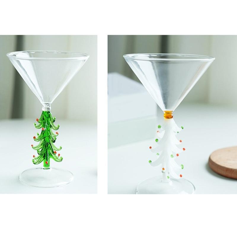 Christmas Tree Glassware Transparent Cocktails Drinking Glass Beverage Cup Festival Drinkware for Holiday Parties