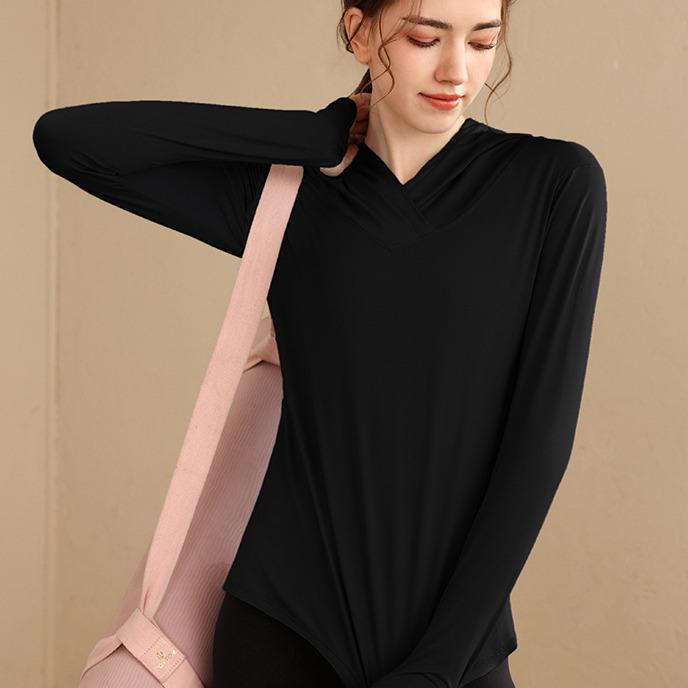 

Женская толстовка с капюшоном приталенного кроя - Дышащая, Повседневный стиль для бега и йоги, Длинный рукав M чёрный