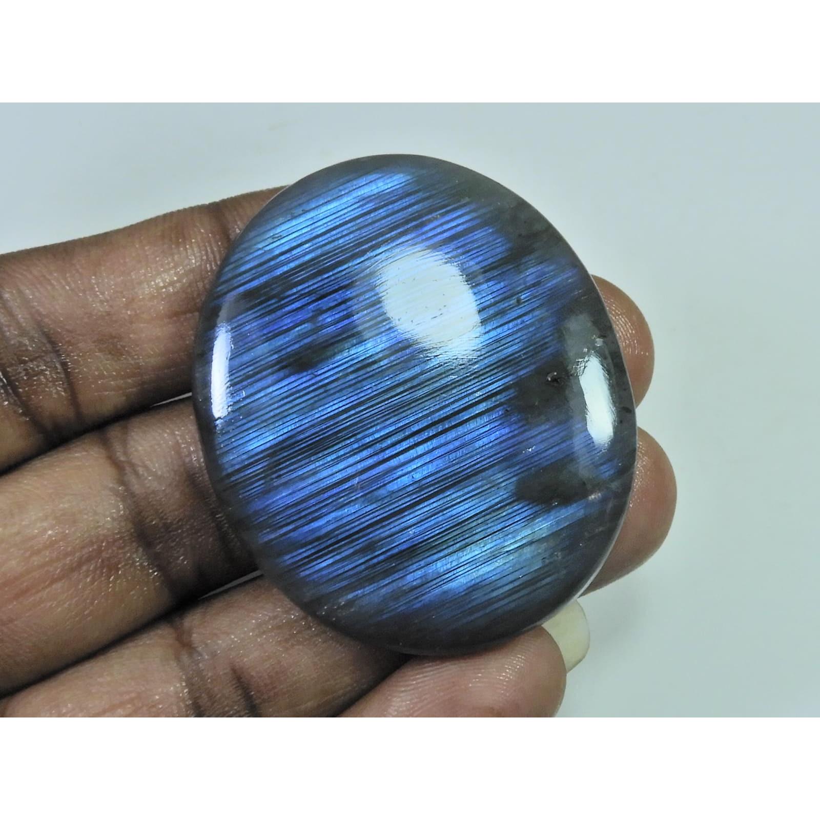 

140Cts.Natural Labradorite Multi Fire Oval Cabochon Loose Gemstone 40X48X7MM D-248