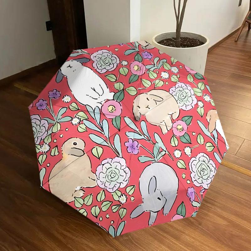 

1pc Rabbit Floral Pattern Automatic Open/Close Umbrella, Formal Events - Ideal Gift for Family or Friends, Outdoor Accessory yy251211195