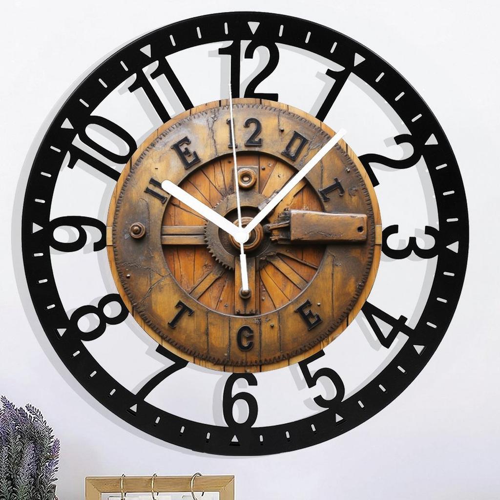 25cm Circular Iron Wall Clock with a Nautical Sextant Design