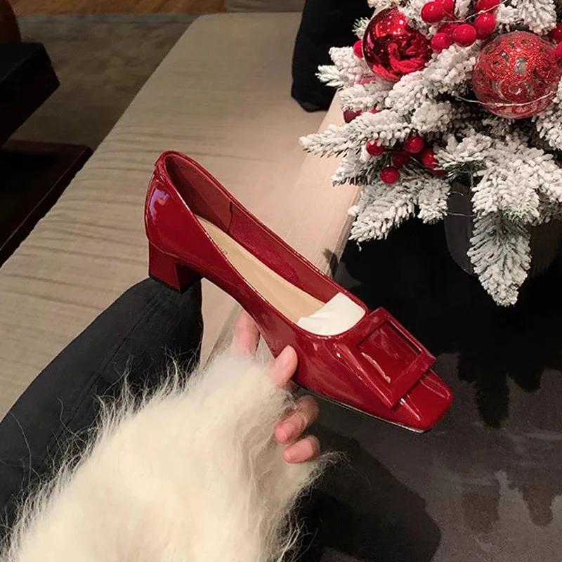 Женские туфли-лоферы на каблуке с квадратным носком, размер 34-40, модные женские туфли-лодочки, элегантная повседневная обувь на все случаи жизни 35