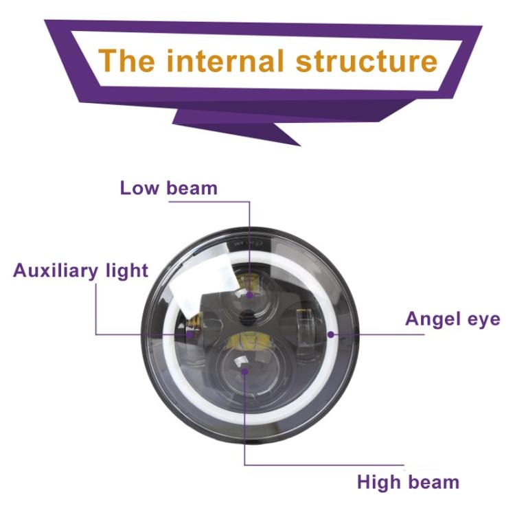 2 PCS 7 Inch IP68 Waterproof 6500K 75W LED Headlight Hi/Lo Beam Driving Lamp for Jeep Wrangler JK TJ LJ