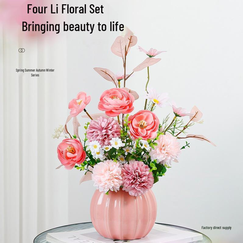 Nordic Artificial Flower Decor: Realistic Floral Arrangements for Living Room & Dining Table.