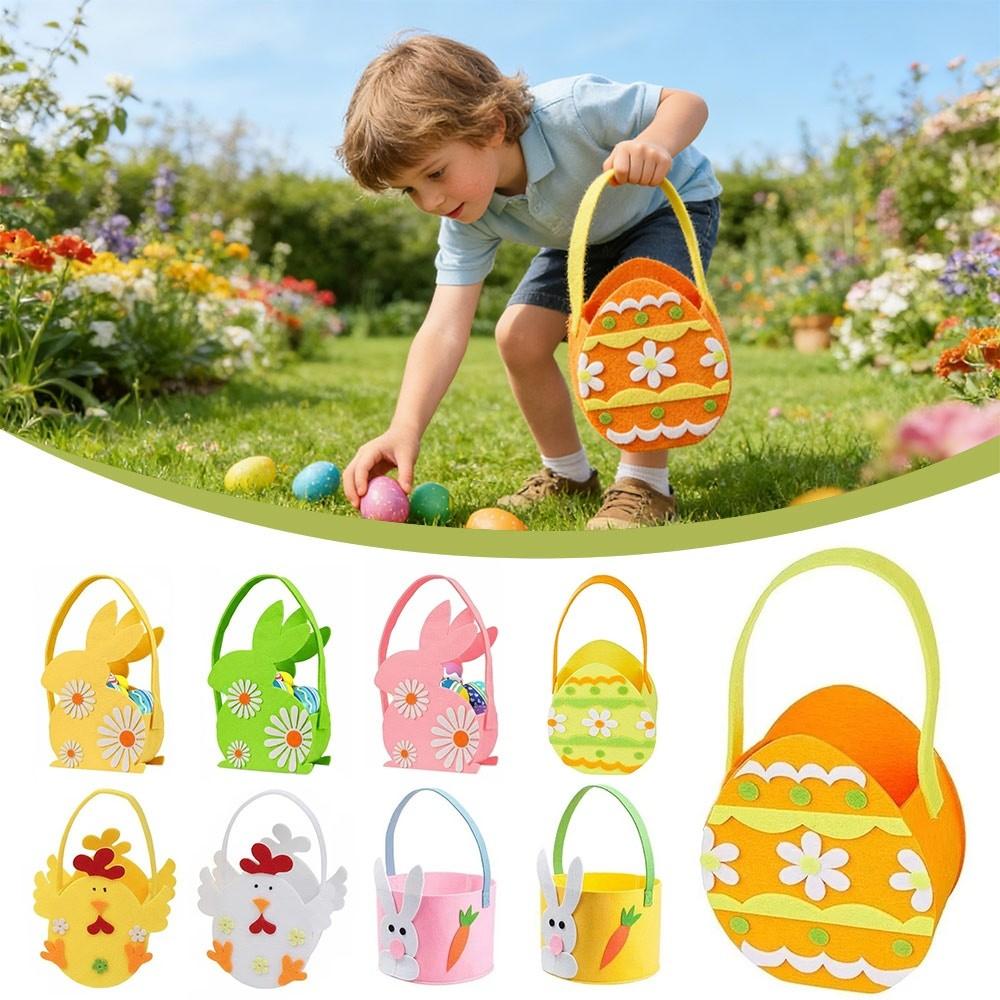Felt Easter Candy Gift Bag With Handle Easter Bunny Basket Children's Gift Candy Bag  Egg Hunting